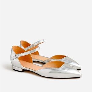 J.Crew Pointed-Toe flats in metallic silver 🪩